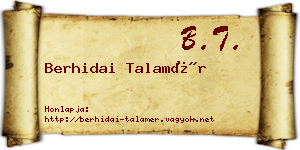 Berhidai Talamér névjegykártya